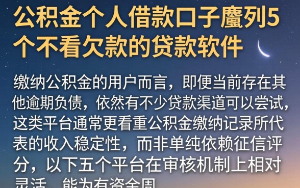 公积金个人借款口子，胪列5个不看欠款的贷款软件
