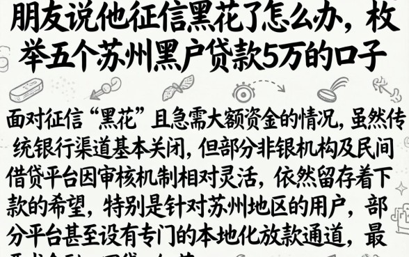 朋友说他征信黑花了怎么办，枚举五个苏州黑户贷款5万的口子