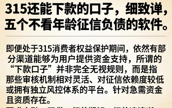 315还能下款的口子,细致阐述五个不看年龄征信负债的软件