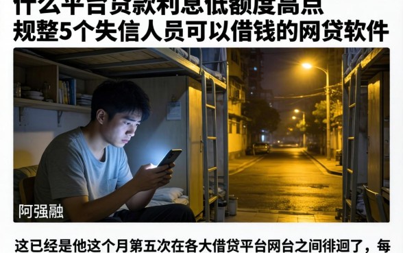 什么平台贷款利息低额度高点，规整5个失信人员可以借钱的网贷软件