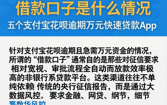 借款的口子是什么情况，枚举五个支付宝花呗逾期万元快速贷款app