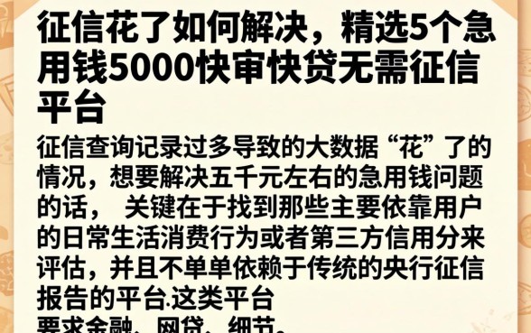 征信花了如何解决，精选5个急用钱5000快审快贷无需征信平台