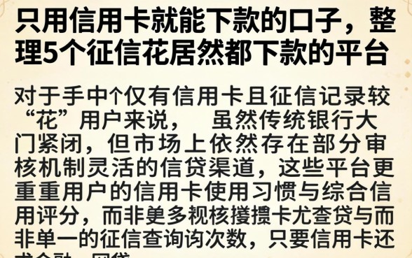 只用信用卡就能下款的口子，整理5个征信花居然都下款的平台