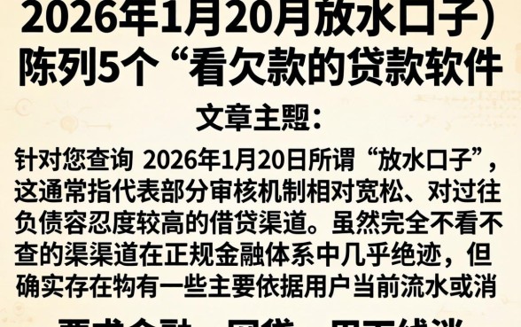 2026年1月20号放水口子，陈列5个不看欠款的贷款软件