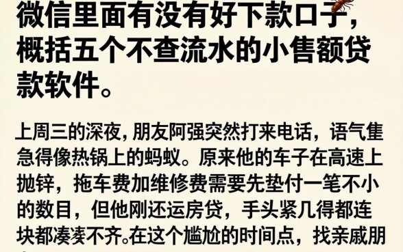 微信里面有没有好下款的口子，概括五个不查流水的小额度贷款软件