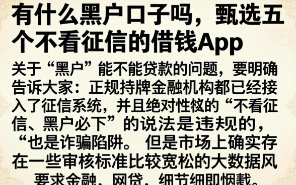 有什么黑户口子吗，甄选五个不看征信的借钱app
