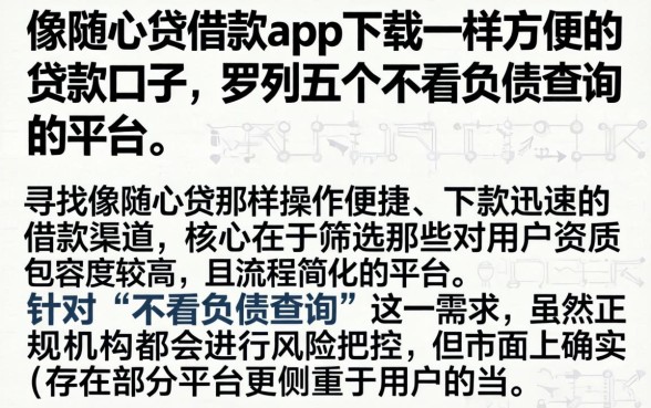 像随心贷借款app下载一样方便的贷款口子，罗列五个不看负债查询的平台