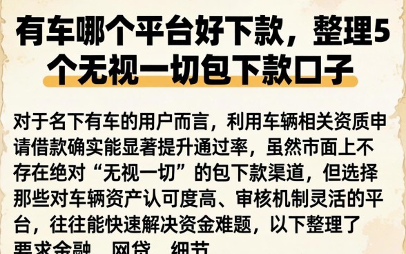 有车哪个平台好下款，整理5个无视一切包下款口子