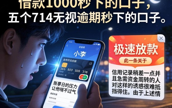 借款1000秒下的口子，概括五个714无视逾期秒下的口子