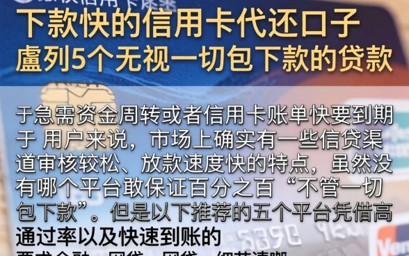 下款快的信用卡代还口子，胪列5个无视一切包下款的贷款