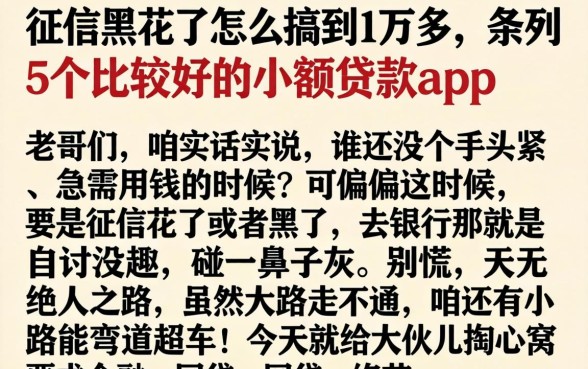 征信黑花了怎么搞到1万多，条列5个比较好的小额贷款app