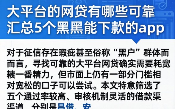 大平台的网贷有哪些可靠，汇总5个黑户能下款的app