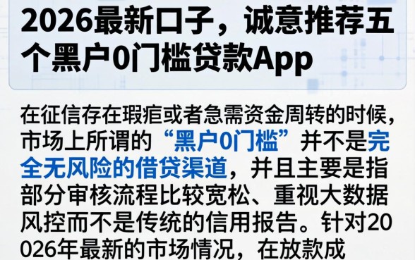 2026最新口子，诚意推荐五个黑户0门槛贷款app