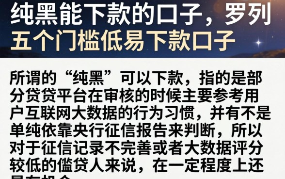 纯黑能下款的口子，罗列五个门槛低易下款口子
