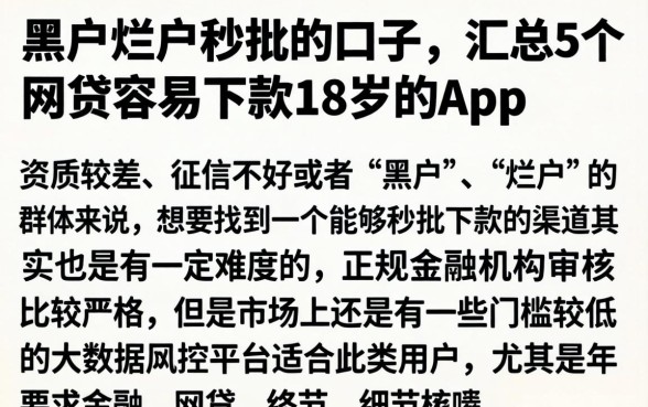 黑户烂户秒批的口子，汇总5个网贷容易下款18岁的app