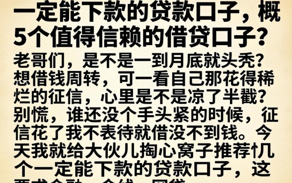 一定能下款的贷款口子,概括5个值得信赖的借贷口子