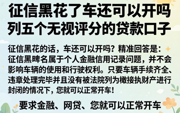 征信黑花了车还可以开吗，罗列五个无视评分的贷款口子