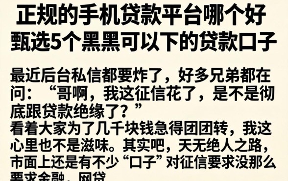 正规的手机贷款平台哪个好，甄选5个黑户可以下的贷款口子