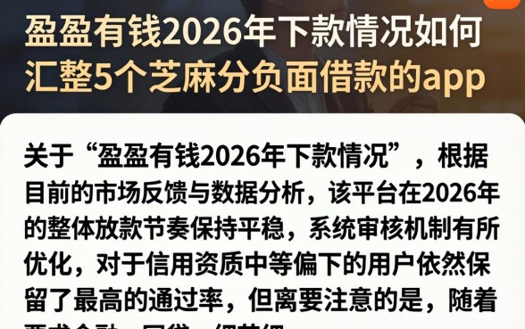 盈盈有钱2026年下款情况如何，汇整5个芝麻分负面借款的app