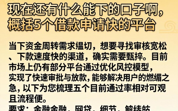 现在还有什么能下的口子啊，概括5个借款申请快的平台