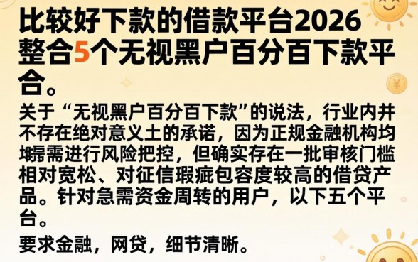 比较好下款的借款平台2026，整合5个无视黑户百分百下款平台