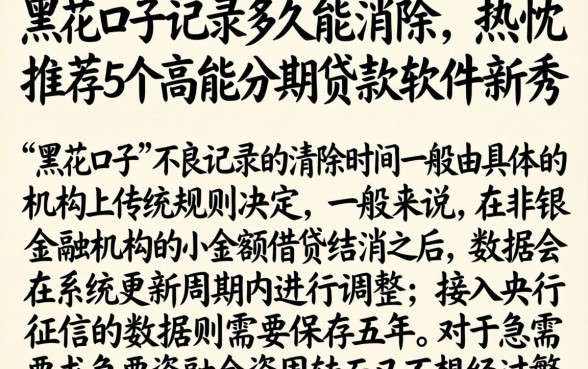 黑花口子记录多久能消除，热忱推荐5个高能分期贷款软件新秀
