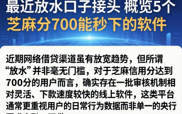 最近放水的口子接头，概览5个芝麻分700能秒下的软件