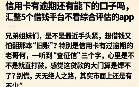 信用卡有逾期还有能下的口子吗，汇整5个借钱平台不看综合评估的app