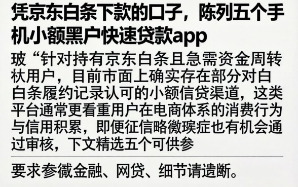 凭京东白条下款的口子，陈列五个手机小额黑户快速贷款app