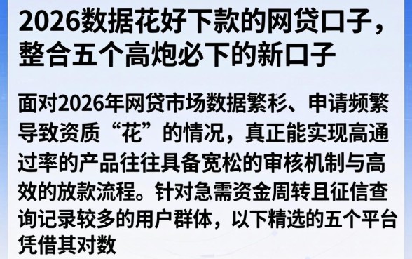 2026数据花好下款的网贷口子，整合五个高炮必下的新口子