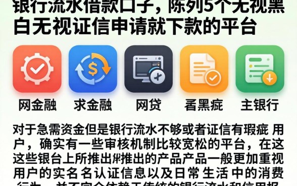银行流水借款口子，陈列5个无视黑白无视征信申请就下款的平台