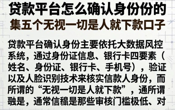 贷款平台怎么确认身份的，归集五个无视一切是人就下款口子