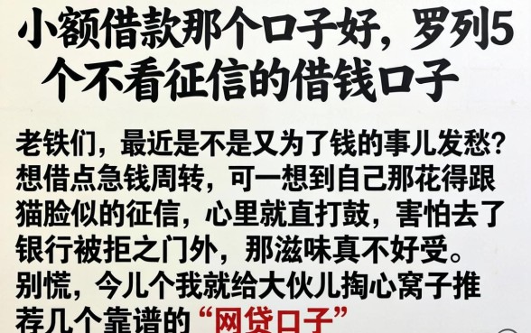 小额借款那个口子好，罗列5个不看征信的借钱口子