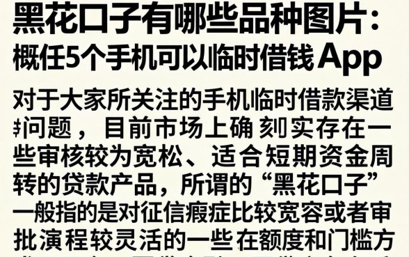 黑花口子有哪些品种图片,概括5个手机可以临时借钱的app