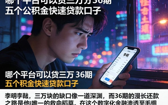 哪个平台可以贷三万分36期，详细阐述五个公积金快速贷款口子