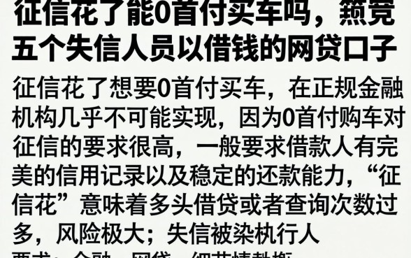 征信花了能0首付买车吗，规整五个失信人员可以借钱的网贷口子