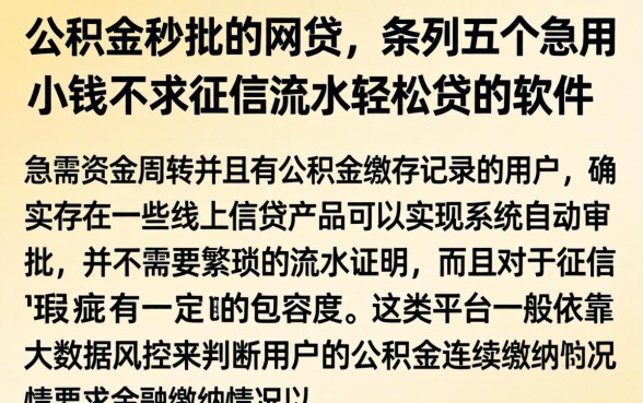 公积金秒批的网贷，条列五个急用小钱不求征信流水轻松贷的软件