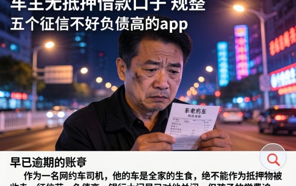 车主无抵押借款的口子，规整五个征信不好负债高的app