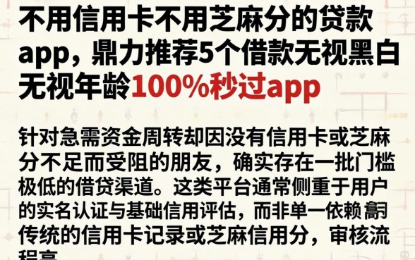 不用信用卡不用芝麻分的贷款app，鼎力推荐5个借款无视黑白无视年龄100%秒过app