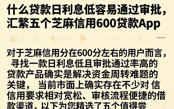 什么贷款日利息低容易通过审批，汇整五个芝麻信用600贷款app