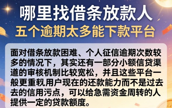 哪里找借条放款人，详细阐述五个逾期太多能下款平台