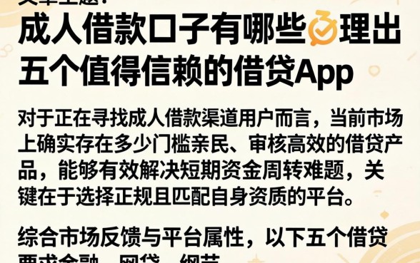 成人借款口子有哪些，理出五个值得信赖的借贷app