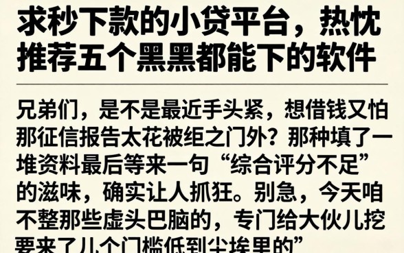 求秒下款的小贷平台，热忱推荐五个黑户都能下的软件