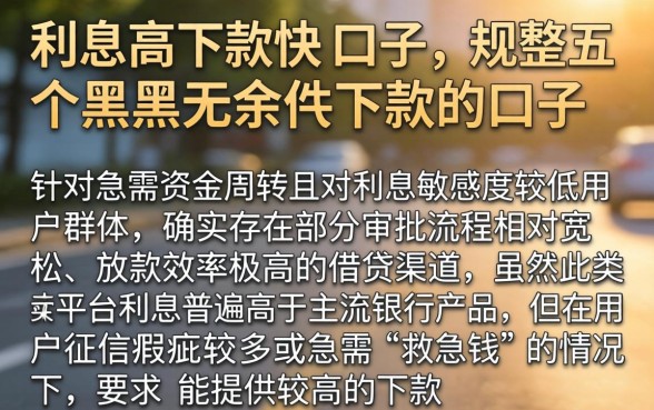 利息高下款快的口子，规整五个黑户无条件下款的口子