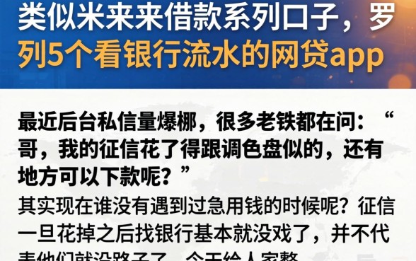 类似米来来借款系列口子，罗列5个看银行流水的网贷app