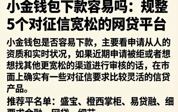 小金钱包下款容易吗，规整5个对征信宽松的网贷平台