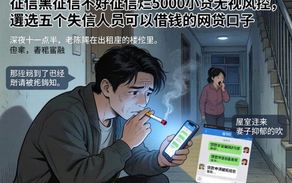 征信黑征信不好征信烂5000小贷无视风控，遴选五个失信人员可以借钱的网贷口子