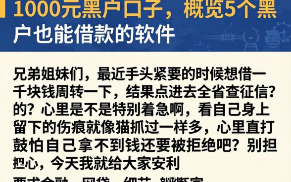 1000元黑户口子，概览5个黑户也能借款的软件