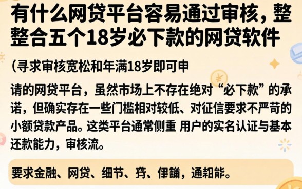 有什么网贷平台容易通过审核,整合五个18岁必下款的网贷软件