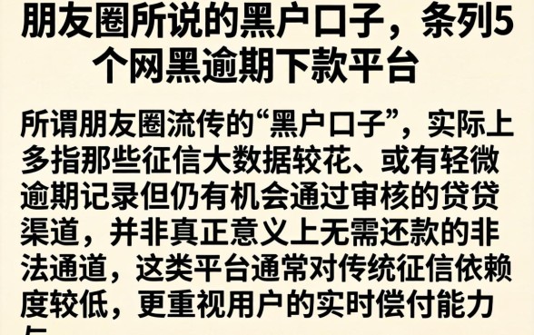 朋友圈所说的黑户口子，条列5个网黑逾期下款平台